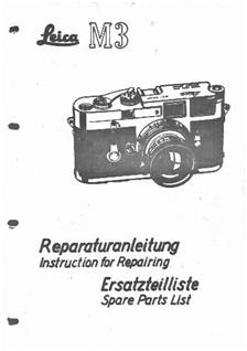 Leica M 3 manual. Camera Instructions.